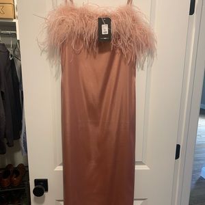 NWT! Pink feather midi from fashion-nova! Never worn size XL!